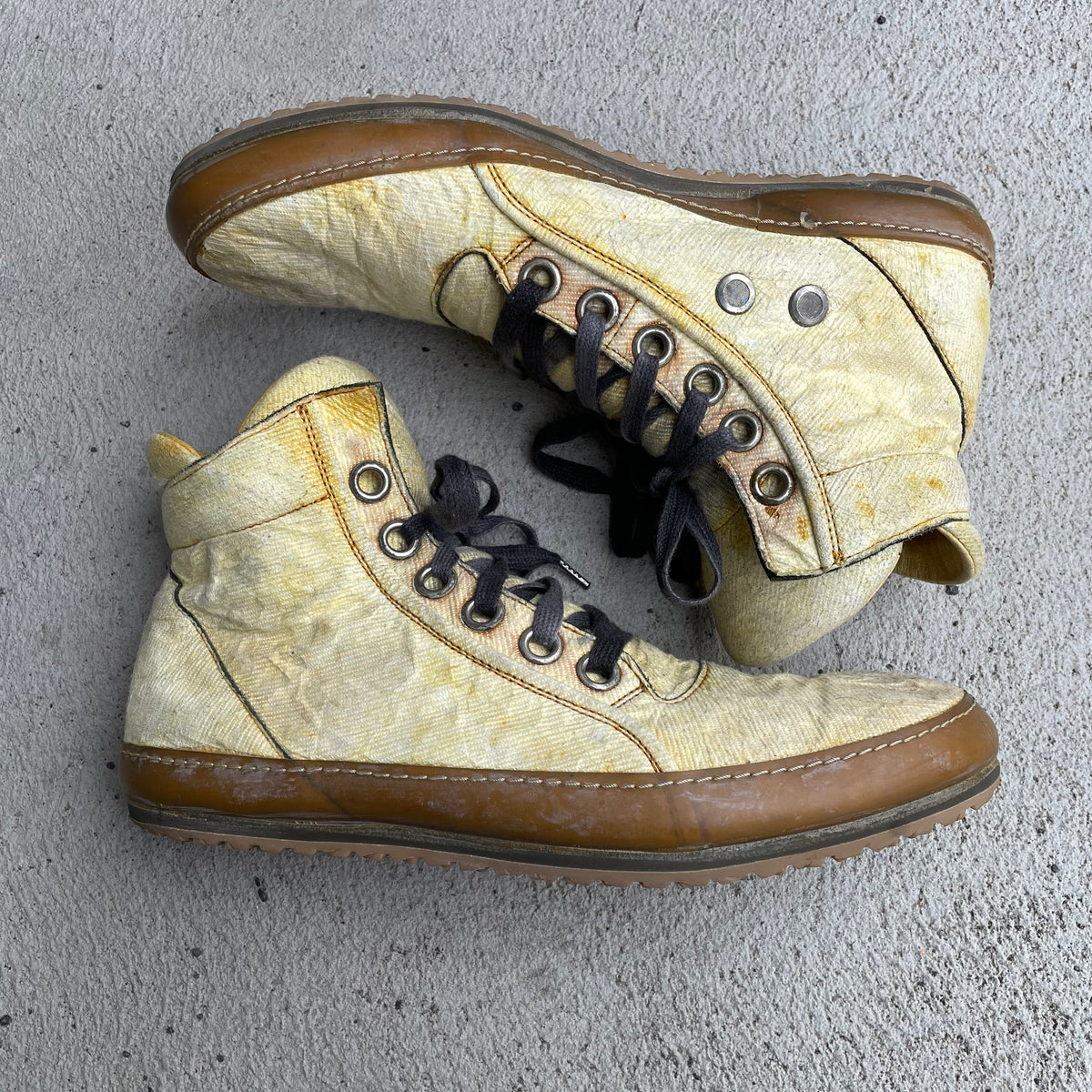A Diciannoveventitre A1923 Yellow High-Top Leather Sneakers – Asa