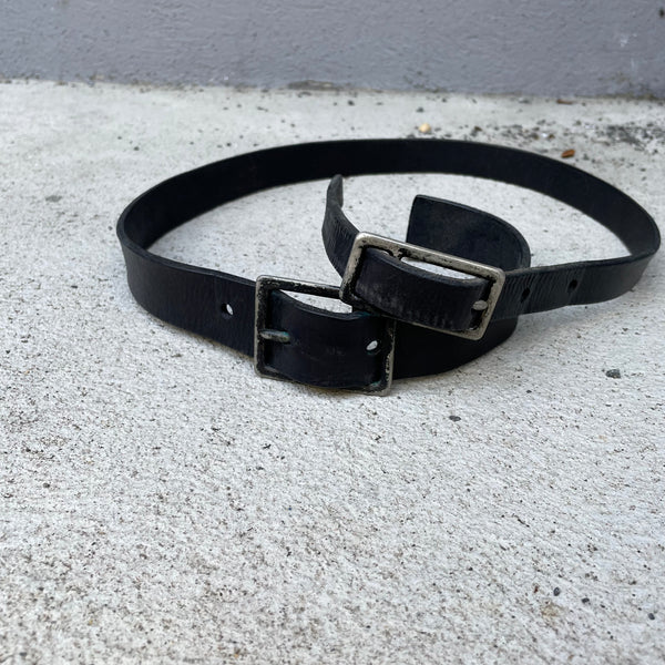 Carol Christian Poell Black Double-Buckle Leather Belt Close-Up
