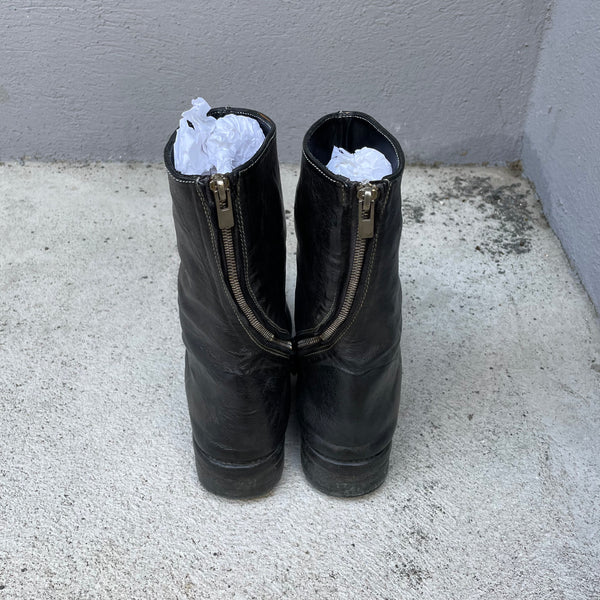 Carol Christian Poell Black Tornado Boots AM/2601L ROOMS-PTC/010 Zip Detail