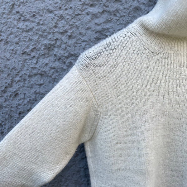 Yohji Yamamoto Cream Wool Turtleneck Detail