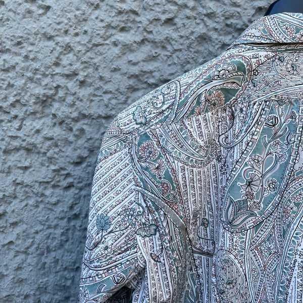 Dries van Noten Green and White Floral Shirt Detail