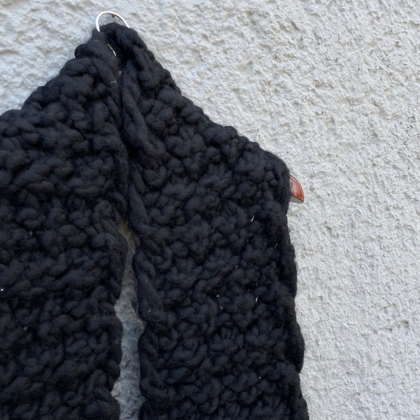 Comme des Garcons Junya Watanabe Men Black Oversized Knitted Scarf Close Up