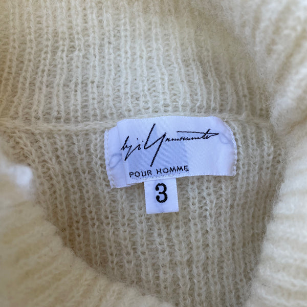 Yohji Yamamoto Cream Wool Turtleneck Tag