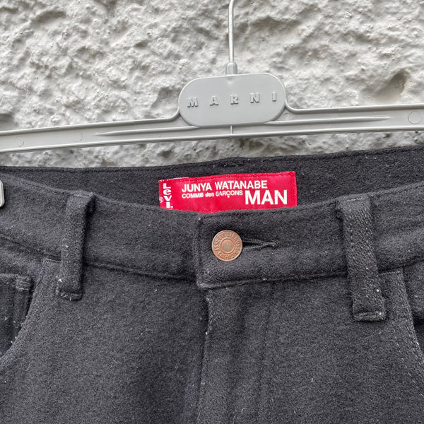 Junya Watanabe Comme des Garcons Man x Levis Black Wool Trousers F/W03 Detail