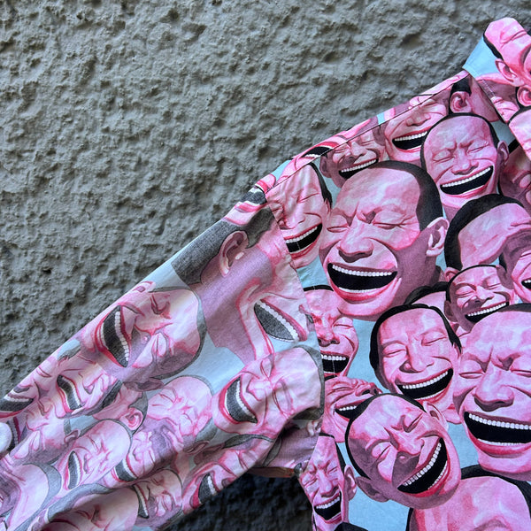 Comme des Garcons Shirt x Yue Minjun Laughing Man Pink Shirt S/S21 Sleeve Detail