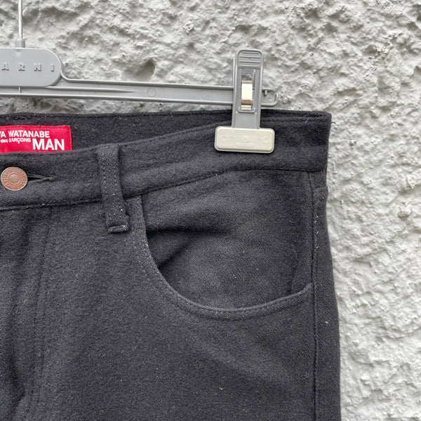 Junya Watanabe Comme des Garcons Man x Levis Black Wool Trousers F/W03 Close-Up