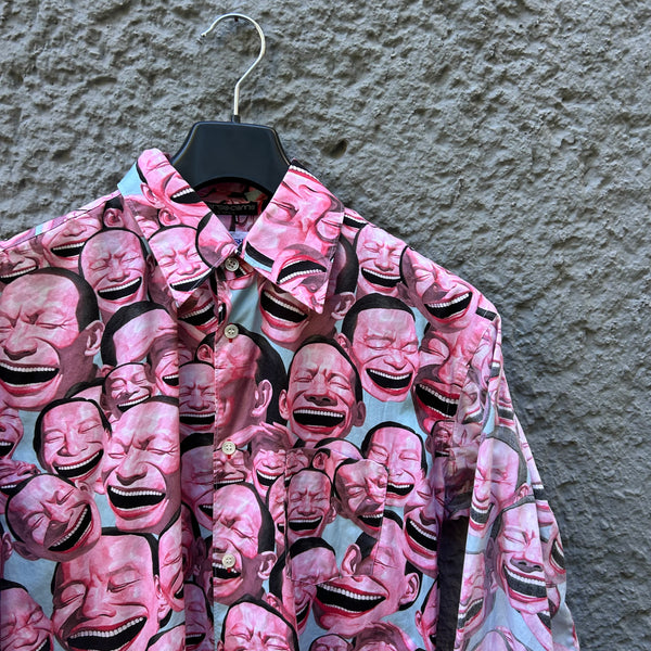 Comme des Garcons Shirt x Yue Minjun Laughing Man Pink Shirt S/S21 Close-Up

