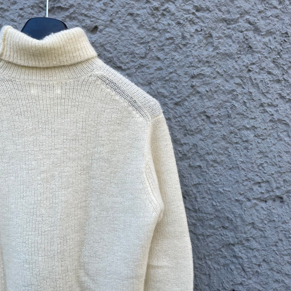 Yohji Yamamoto Cream Wool Turtleneck Detail