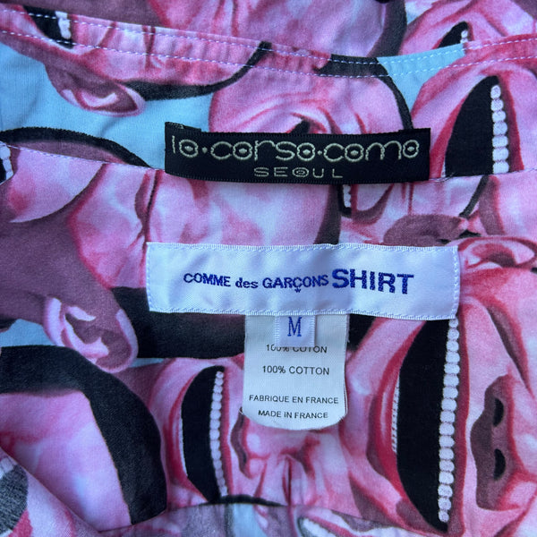 Comme des Garcons Shirt x Yue Minjun Laughing Man Pink Shirt S/S21 Tag