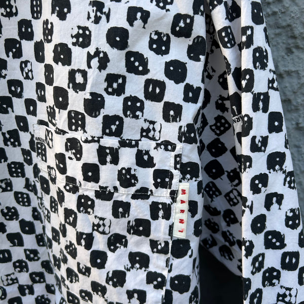 Marni White Shirt with Dice Pattern Detail Pocket