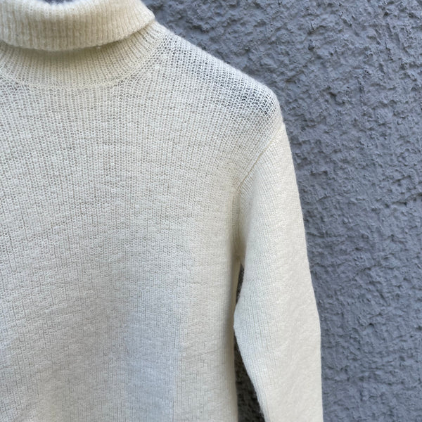 Yohji Yamamoto Cream Wool Turtleneck Detail