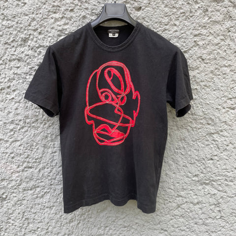 Comme des Garcons Homme Plus Black T-Shirt with Red Abstract Head 