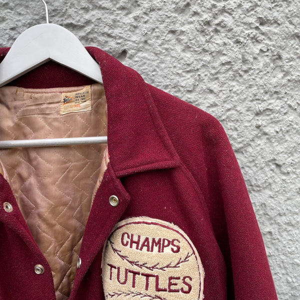 Vintage 1960s Felco Red Varsity Jacket Detail