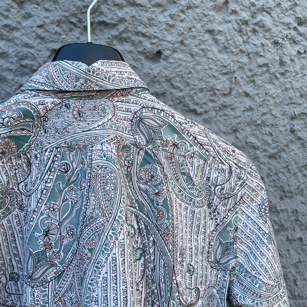 Dries van Noten Green and White Floral Shirt Detail