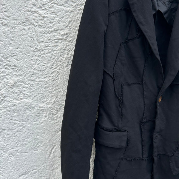 Close up view of Comme des Garcons Homme Plus Black Patchwork Blazer Jacket F/W05