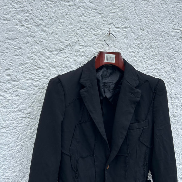 Close up view of Comme des Garcons Homme Plus Black Patchwork Blazer Jacket F/W05