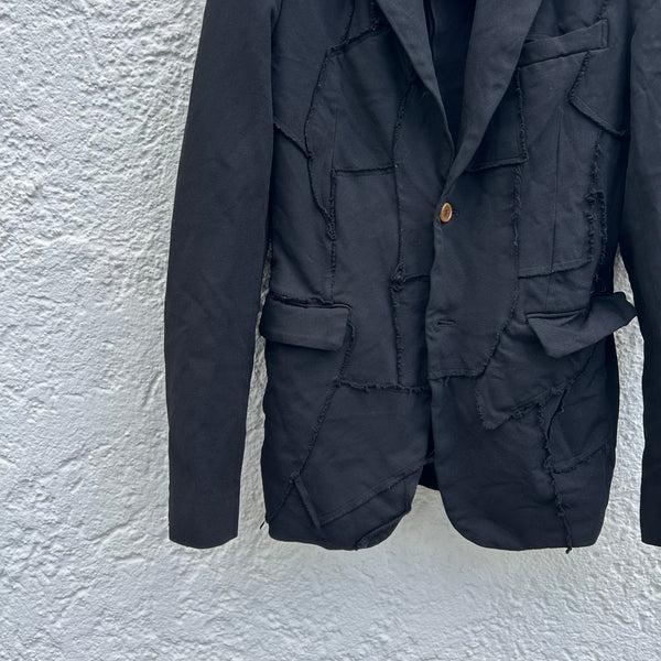 Close up view of Comme des Garcons Homme Plus Black Patchwork Blazer Jacket F/W05