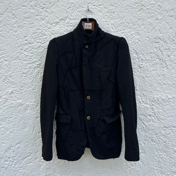 Front view of Comme des Garcons Homme Plus Black Patchwork Blazer Jacket F/W05 