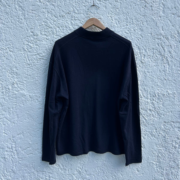 Back view of Jil Sander Blue Wool Mockneck Sweater