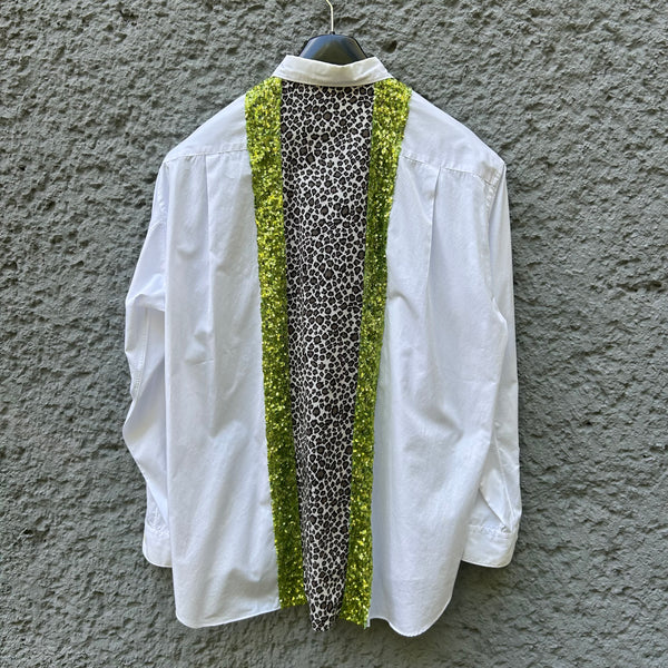 Comme des Garcons Homme Plus White Sequin Leopard Print Shirt S/S18 Backside

