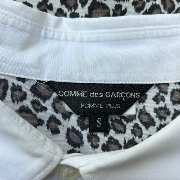 Comme des Garcons Homme Plus White Sequin Leopard Print Shirt S/S18 Tag