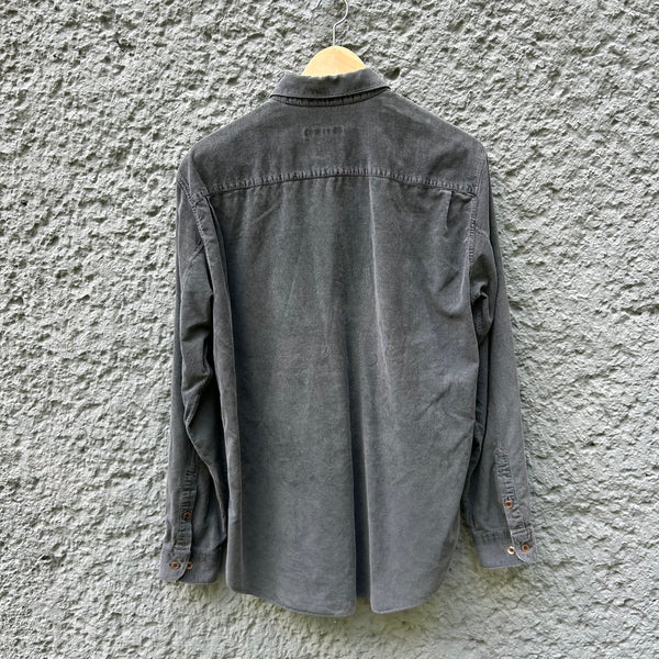 Vintage Helmut Lang Grey Corduroy Shirt Button Up Backside
