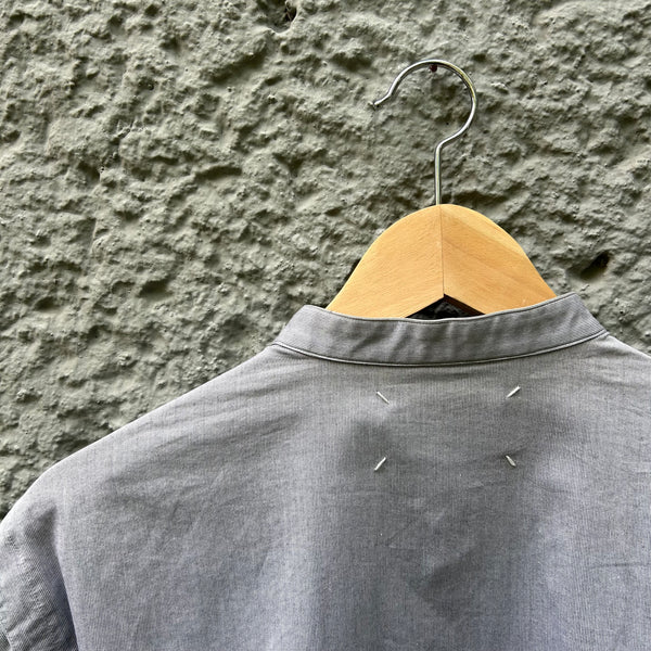 Maison Martin Margiela Grey Shirt with Mandarin Collar Logo Detail
