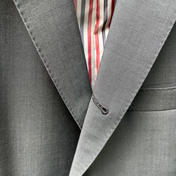 Thom Browne Grey Three-Roll-Two Blazer Jacket Detail