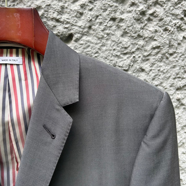 Thom Browne Grey Three-Roll-Two Blazer Jacket Close-Up
