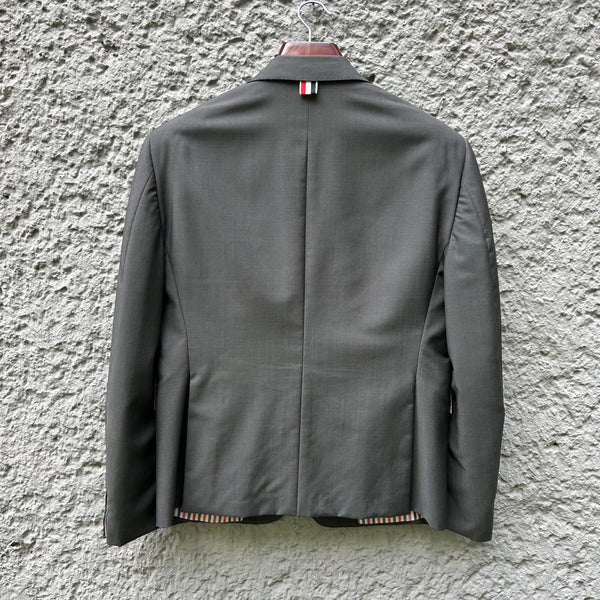Thom Browne Grey Three-Roll-Two Blazer Jacket Backside
