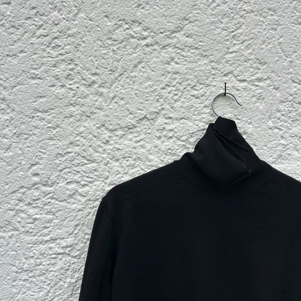 Lemaire Black Merino Wool Turtleneck Close-Up