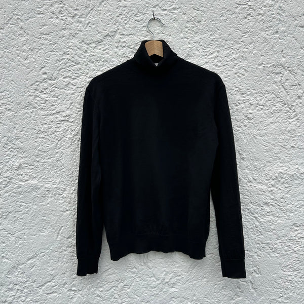 Lemaire Black Merino Wool Turtleneck