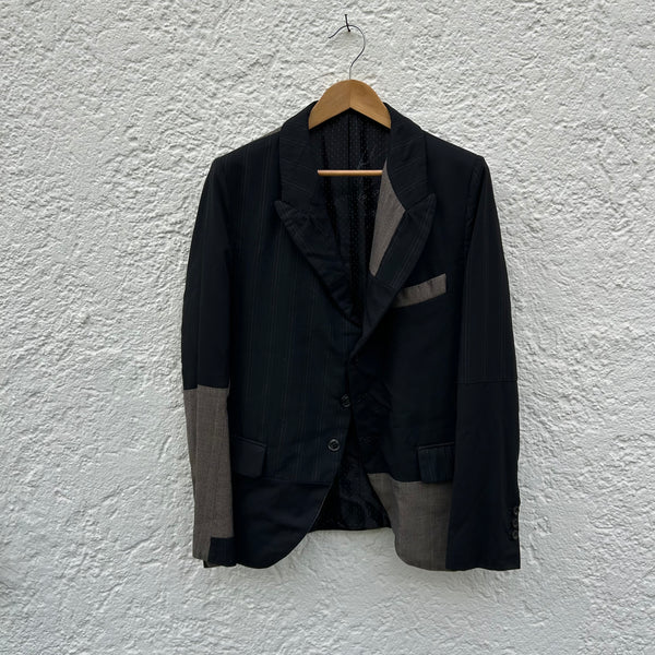 Geoffrey B. Small Black and Brown Patchwork Blazer A/W2020