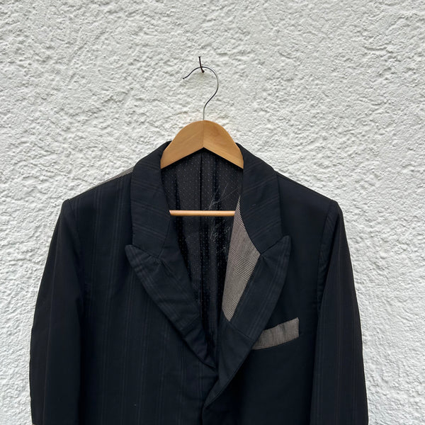 Geoffrey B. Small Black and Brown Patchwork Blazer A/W2020 Close-Up