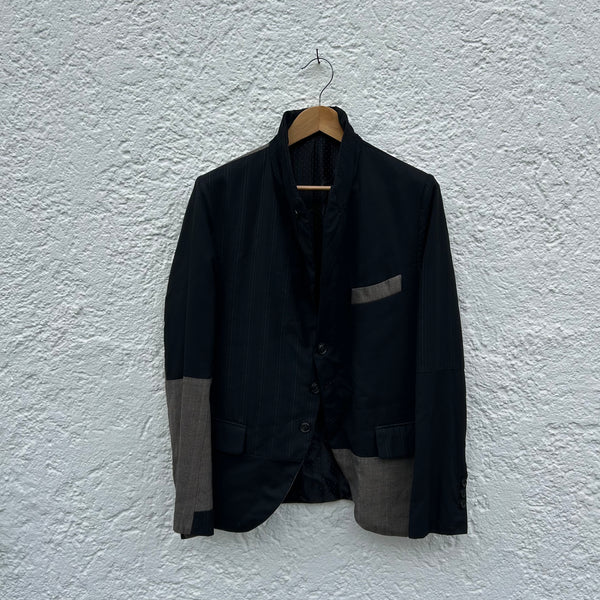 Geoffrey B. Small Black and Brown Patchwork Blazer A/W2020 Front