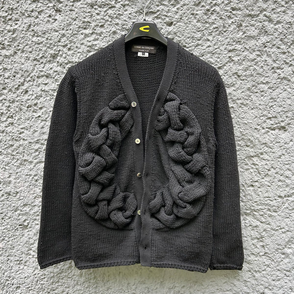 Comme des Garcons Homme Plus Black Oversized Knit Cardigan F/W23 Front