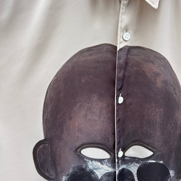 Comme des Garcons Shirt Beige Shirt with Mask Motif Mask