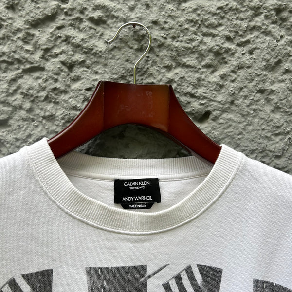 Calvin Klein 205w39nyc Raf Simons White Crewneck Sweater Pullover Neck Detail