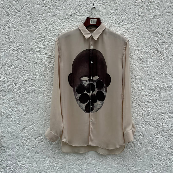 Comme des Garcons Shirt Beige Shirt with Mask Motif