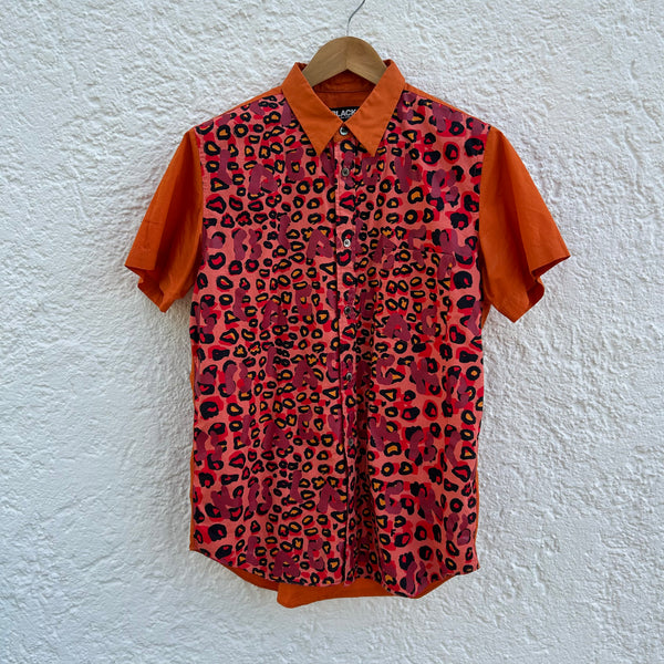 Comme des Garcons Black Orange Leopard Print Short-Sleeved Shirt