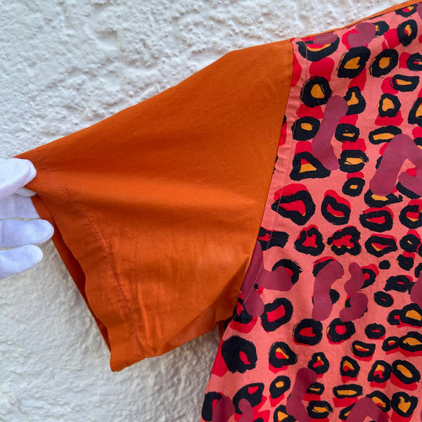 Comme des Garcons Black Orange Leopard Print Short-Sleeved Shirt