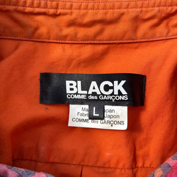 Comme des Garcons Black Orange Leopard Print Short-Sleeved Shirt Tag