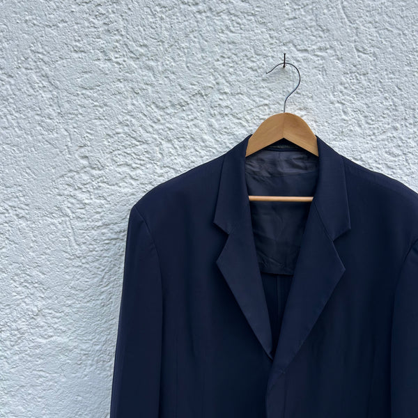 Vintage Yohji Yamamoto Blue Boxy Blazer Close Up