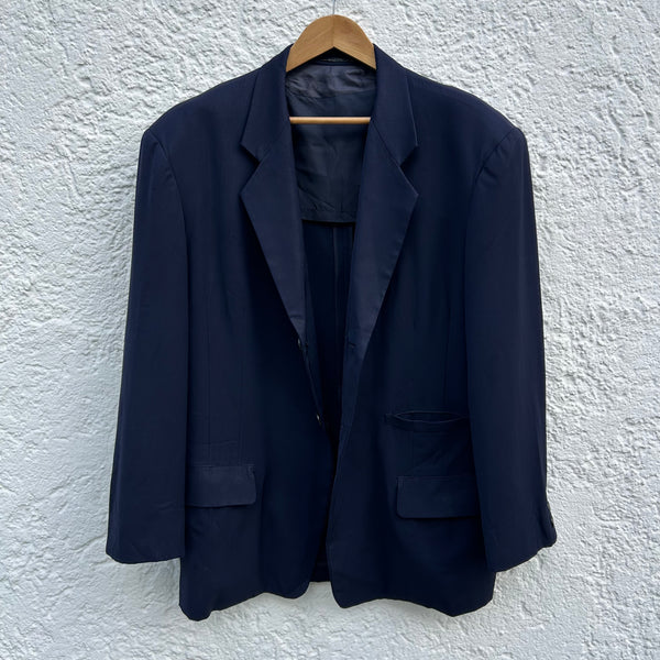 Front view of Vintage Yohji Yamamoto Blue Boxy Blazer