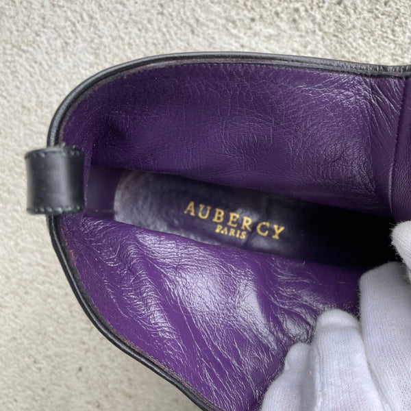 Aubercy Black and Grey Made to Order Lawrence Button Boot Inside