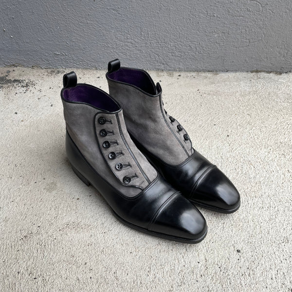 Aubercy Black and Grey Made to Order Lawrence Button Boot