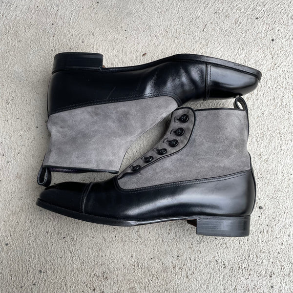 Aubercy Black and Grey Made to Order Lawrence Button Boot