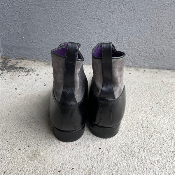 Aubercy Black and Grey Made to Order Lawrence Button Boot Backside