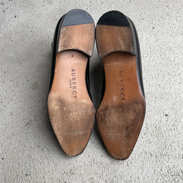Aubercy Black and Grey Made to Order Lawrence Button Boot Soles