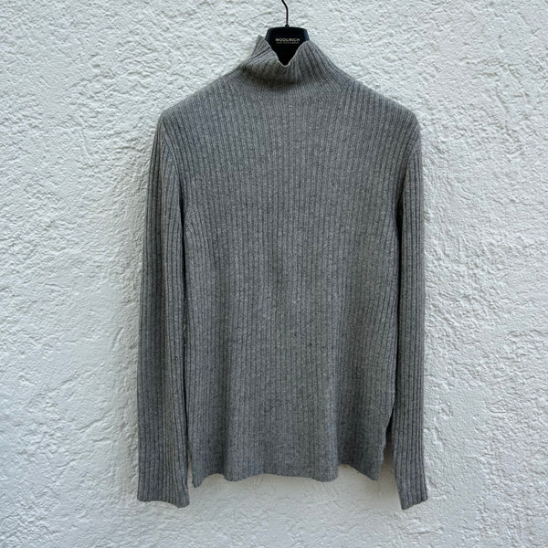 Ann Demeulemeester Grey Ribbed Wool Turtleneck